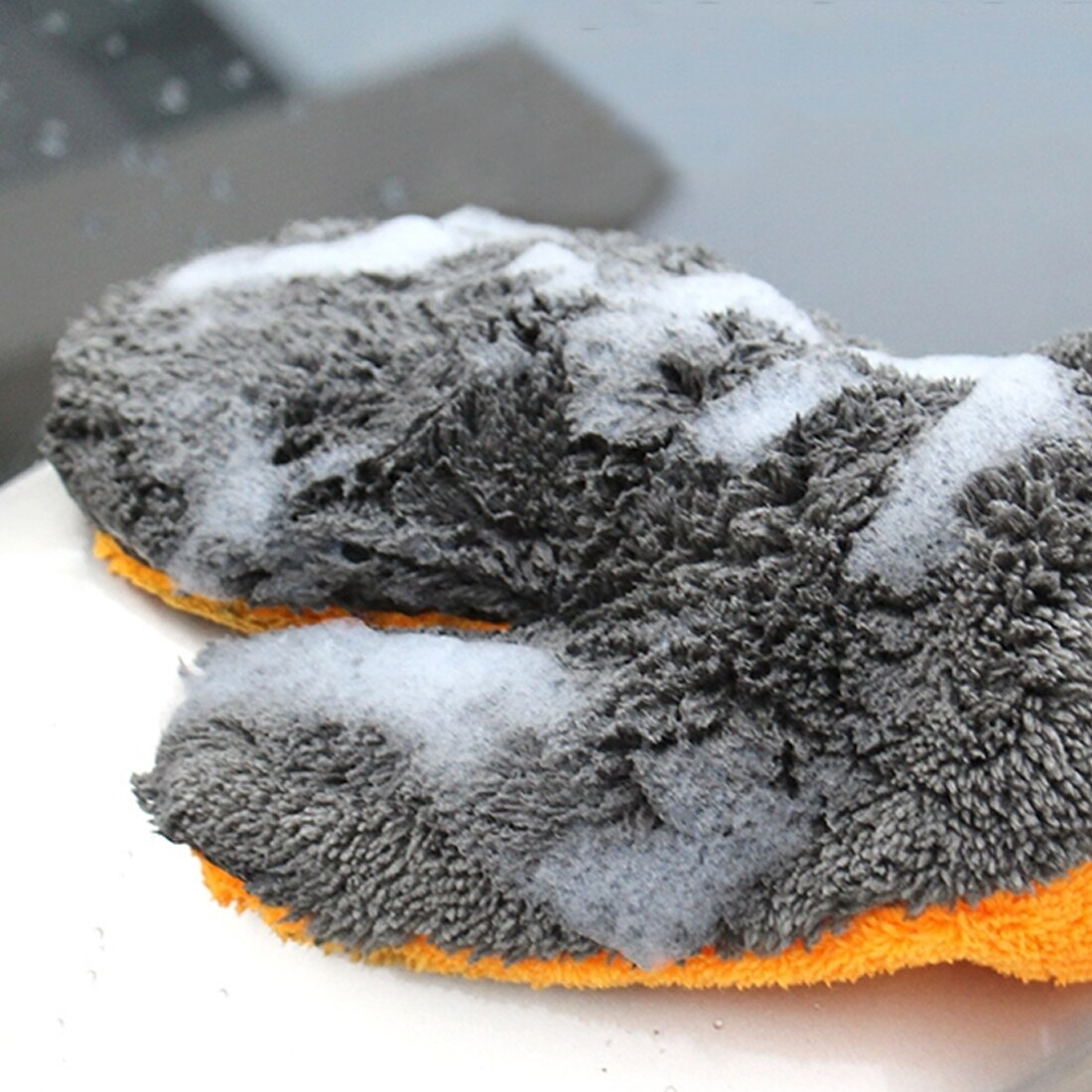 BU-Bauty 1Pc ȣ   尩 û Ʈ ª  Ʈ ڵ ô 귯  Cleaing /BU-Bauty 1Pc Coral Fleece Car Wash Glove Cleaning Mitt Short Wool Mitt Car Washin